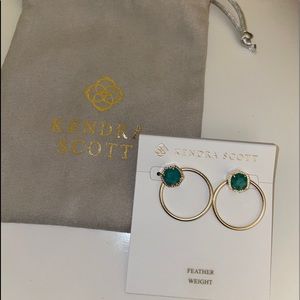 Kendra Scott -Gold hoop earrings with teal pendant